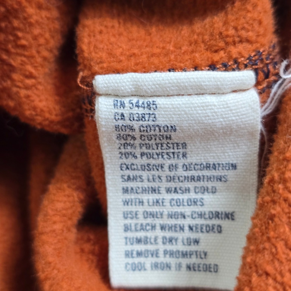 Vintage Y2K Fit American Eagle Hoodie Men Medium Orange Full Zip Distressed Hobo - Picture 13 of 16